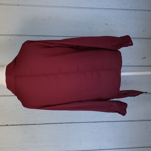 Venus Burgundy Cross Over Blouse wine Crimson Elegant Surplice Side Tie - Picture 5 of 14